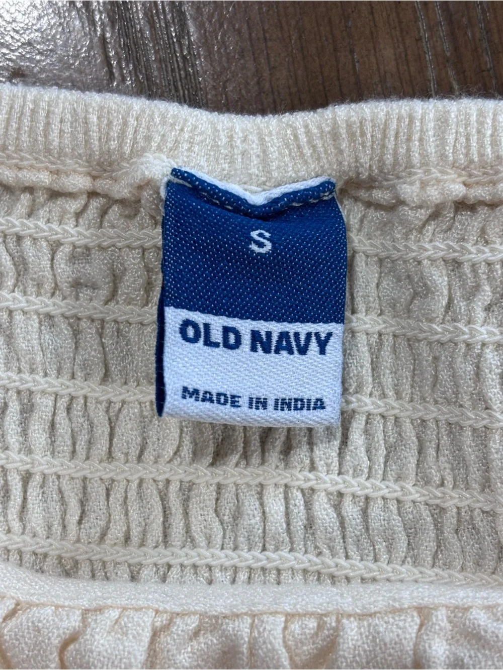 Old Navy Cream‎ Peasant Blouse with Long Puff Sleeves